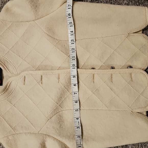 STUNNING VINTAGE GIESSWEN Women's Cream Quilted Wool Crop Jacket - Picture 3 of 7